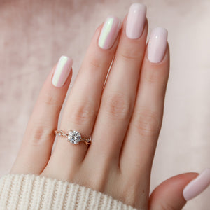 The Twig Set  With A 1.5 Carat Round 14K Rose Gold Moissanite