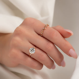 The Twig Set  With A 1.5 Carat Round 14K Rose Gold Moissanite