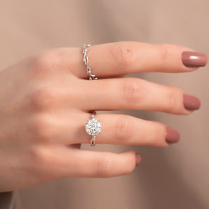 The Twig Set  With A 3.5 Carat Round 18K White Gold Moissanite