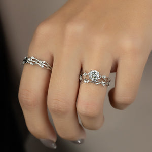 The Twig Set  With A 3.5 Carat Round 18K White Gold Moissanite