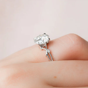 The Twig Set  With A 1 Carat Pear 18K Rose Gold Moissanite