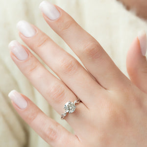 The Twig Set  With A 3.5 Carat Round 18K White Gold Moissanite