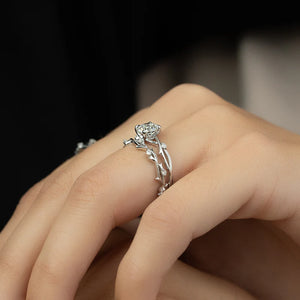 The Twig Set  With A 1 Carat Pear 18K Rose Gold Moissanite