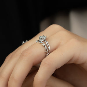 The Twig Set  With A 3.5 Carat Round 18K White Gold Moissanite