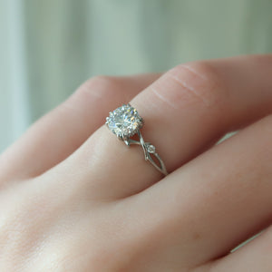 The Twig Set  With A 3.5 Carat Round 18K White Gold Moissanite
