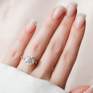 The Twig Set  With A 1.5 Carat Round 18K Yellow Gold Moissanite