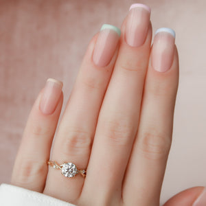 The Twig Set  With A 1.5 Carat Round 18K Yellow Gold Moissanite