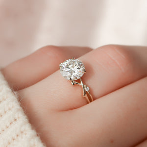 The Twig Set  With A 1.5 Carat Round 18K Yellow Gold Moissanite