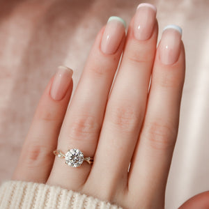 The Twig Set  With A 1.5 Carat Round 18K Yellow Gold Moissanite