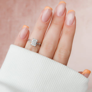 The Twig Set  With A 3.5 Carat Radiant 18K White Gold Moissanite