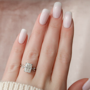The Twig Set  With A 3.5 Carat Radiant 18K White Gold Moissanite