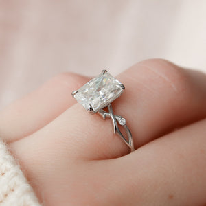 The Twig Set  With A 3.5 Carat Radiant 18K White Gold Moissanite