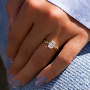 The Twig Set  With A 2.5 Carat Radiant 18K Yellow Gold Moissanite