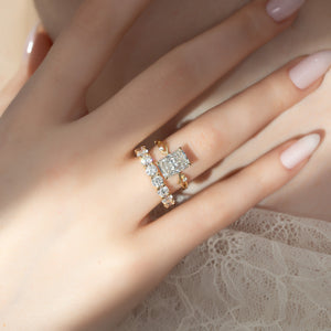 The Twig Set  With A 2.5 Carat Radiant 18K Yellow Gold Moissanite