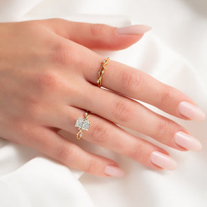 The Twig Set  With A 2.5 Carat Radiant 18K Yellow Gold Moissanite