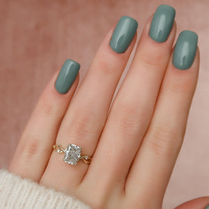 The Twig Set  With A 2.5 Carat Radiant 18K Yellow Gold Moissanite