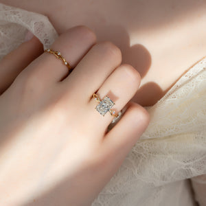 The Twig Set  With A 2.5 Carat Radiant 18K Yellow Gold Moissanite