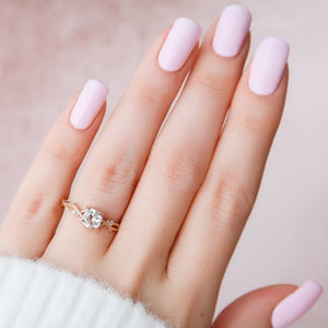 The Textured Twig Set  With A 3 Carat Cushion 14K Rose Gold Moissanite