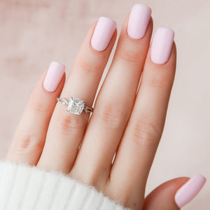 The Textured Twig Set  With A 3 Carat Cushion 18K White Gold Moissanite