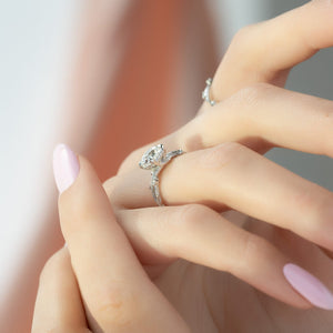 The Textured Twig Set  With A 3 Carat Cushion 18K White Gold Moissanite