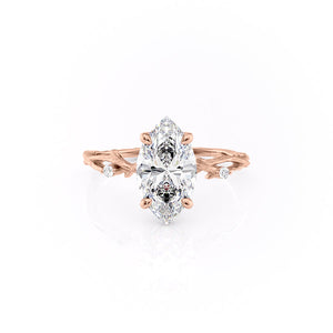 The Textured Twig Set With A 2.5 Carat Marquise 14K Rose Gold Lab Diamond