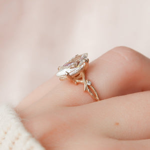 The Textured Twig Set With A 1.5 Carat Marquise 14K Rose Gold Lab Diamond