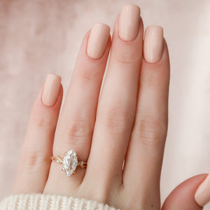 The Textured Twig Set With A 1 Carat Marquise 14K Rose Gold Lab Diamond