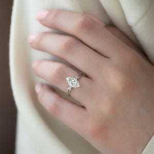 The Textured Twig Set  With A 1.5 Carat Marquise 18K White Gold Moissanite