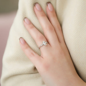 The Textured Twig Set  With A 3.5 Carat Marquise 18K White Gold Moissanite