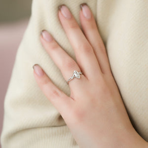 The Textured Twig Set  With A 1 Carat Marquise 14K White Gold Moissanite