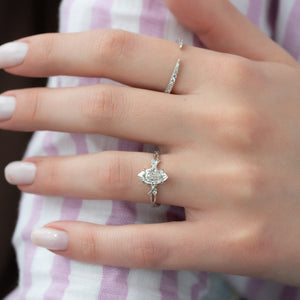 The Textured Twig Set  With A 3.5 Carat Marquise 18K White Gold Moissanite