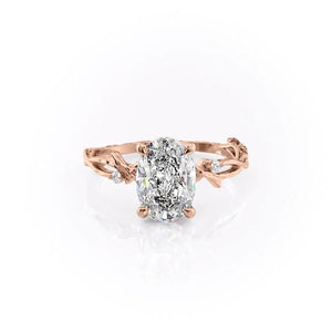 The Textured Twig Set  With A 4.5 Carat Oval 14K Rose Gold Moissanite