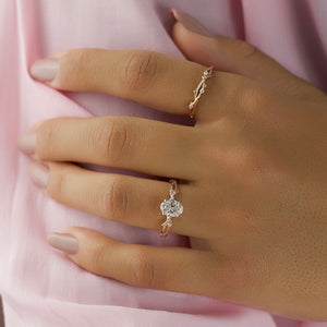 The Textured Twig Set With A 2.5 Carat Oval 14K Rose Gold Lab Diamond