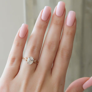 The Textured Twig Set  With A 5 Carat Oval 14K Rose Gold Moissanite