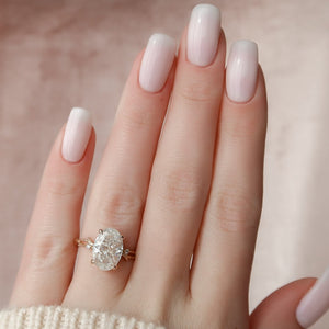 The Textured Twig Set With A 1 Carat Oval 14K Rose Gold Lab Diamond