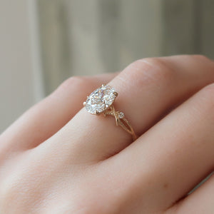 The Textured Twig Set With A 1 Carat Oval 14K Rose Gold Lab Diamond
