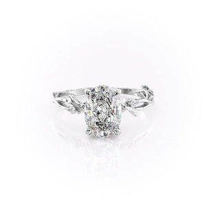 The Textured Twig Set  With A 2.5 Carat Oval 18K White Gold Moissanite
