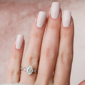 The Textured Twig Set  With A 1.5 Carat Oval 18K White Gold Moissanite