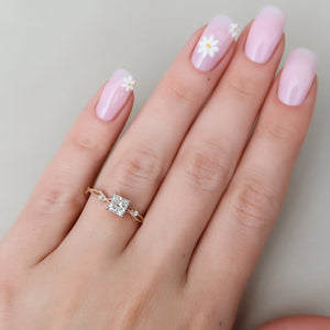 The Textured Twig Set  With A 2 Carat Princess 14K Rose Gold Moissanite