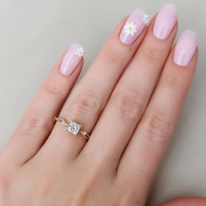 The Textured Twig Set  With A 1 Carat Princess 14K Rose Gold Moissanite