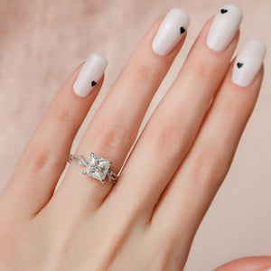 The Textured Twig Set With A 2 Carat Princess 18K White Gold Lab Diamond