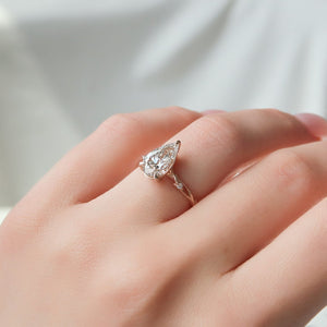 The Textured Twig Set  With A 3 Carat Pear 14K Rose Gold Moissanite