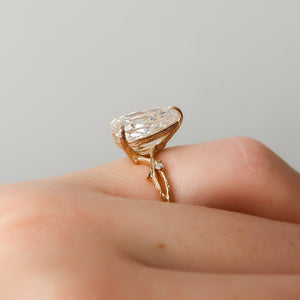 The Textured Twig Set  With A 4.5 Carat Pear 14K Rose Gold Moissanite