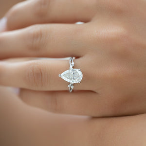 The Textured Twig Set  With A 4.5 Carat Pear 14K White Gold Moissanite