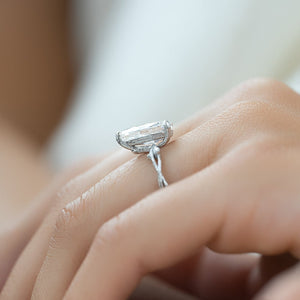 The Textured Twig Set  With A 4.5 Carat Pear 14K White Gold Moissanite