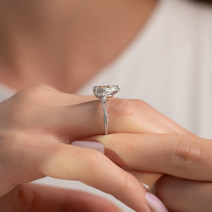 The Textured Twig Set  With A 5 Carat Pear 18K White Gold Moissanite