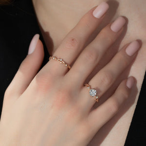 The Textured Twig Set  With A 2.5 Carat Round 14K Rose Gold Moissanite