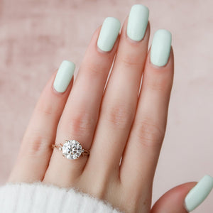 The Textured Twig Set  With A 5 Carat Round 14K Rose Gold Moissanite