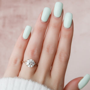 The Textured Twig Set  With A 1 Carat Round 14K Rose Gold Moissanite