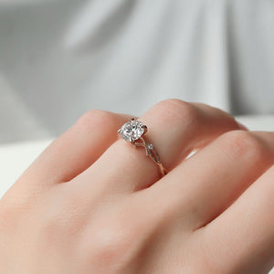 The Textured Twig Set  With A 5 Carat Round 14K Rose Gold Moissanite